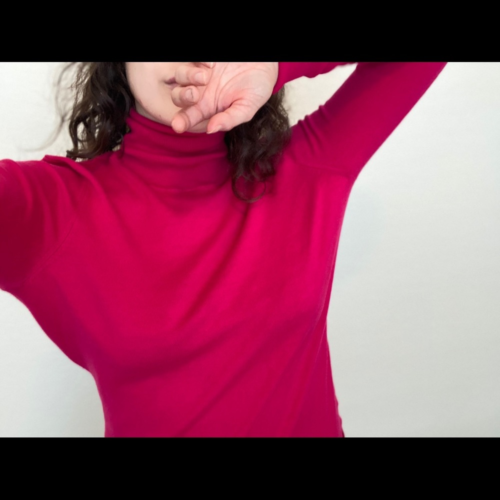 Magenta Cotton Talbots Turtleneck Size Large Winter Fall Like New